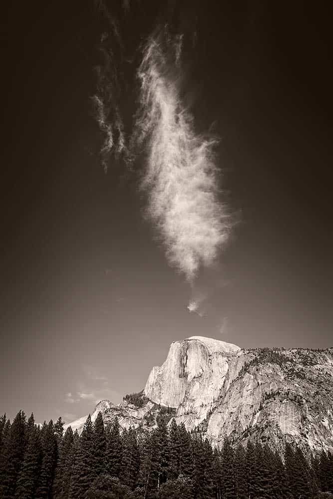 Cloud above Half-dome in Yosemite National Park.