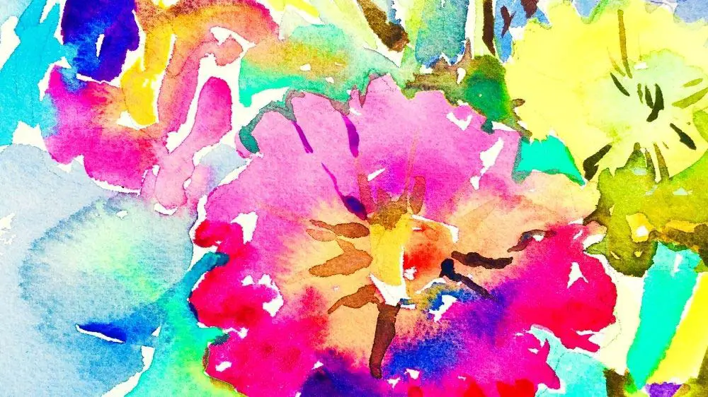 A vibrant watercolor painting of flowers.
