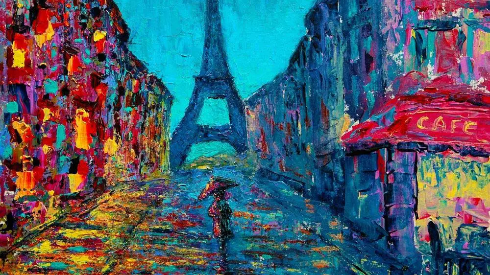 An example of a fine art painting of Paris, France.