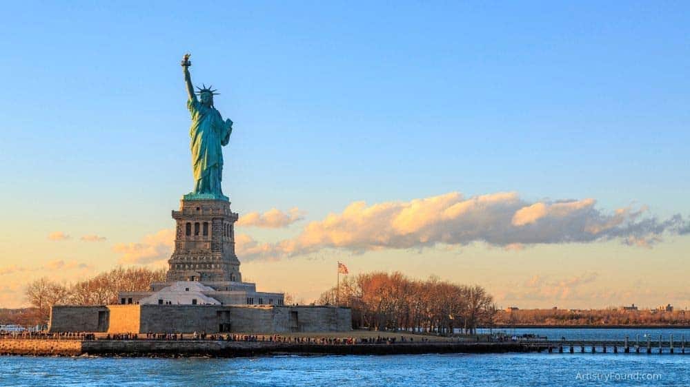 The Statue of Liberty is one of the most well-known examples of a freestanding sculpture.