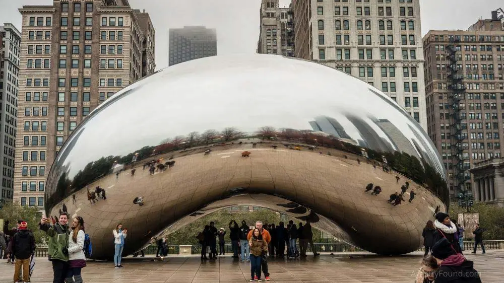 Cloud Gate (aka The Bean) is a famous sculpture in downtown Chicago.