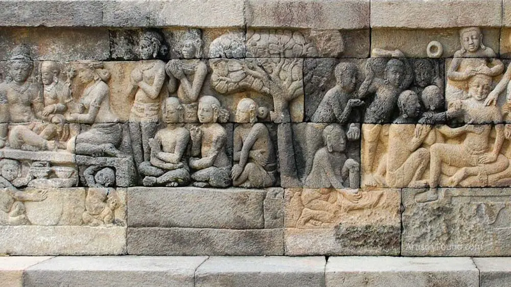 An example of a flat or relief sculpture.